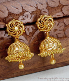 South Indian Bridal Gold Jhumka Earring Without Stone ER4375 South Indian Bridal Gold Jhumka Earring Without Stone ER4375