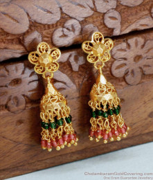 Stylish Multi Stone Long Beads Gold Jhumka Earring ER4377 Stylish Multi Stone Long Beads Gold Jhumka Earring ER4377