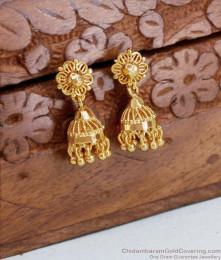 Plain Gold Earring Small Jhumki For Daily Use ER4385 Plain Gold Earring Small Jhumki For Daily Use ER4385