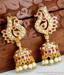 Premium Impon Jhumki Peacock Design Pearl Earring ER4398