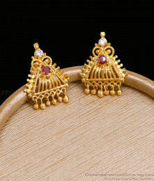 Pure Gold Tone Stud Ruby White Stone Earring ER4406 Pure Gold Tone Stud Ruby White Stone Earring ER4406