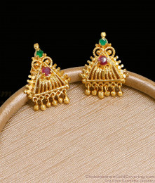 Ruby Green Stone Daily Wear Gold Studs ER4407 Ruby Green Stone Daily Wear Gold Studs ER4407