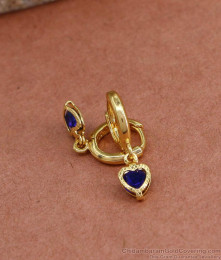Sapphire Heart Charms Gold Hoops For Girls ER4421