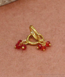 Beautiful Ruby Stone Hoop Earring Gold Plated Jewelry ER4438