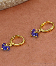 Elegant Sapphire Stone Gold Hoop Earring Occasional Wear ER4439