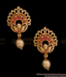 High Quality Antique Stud Earring With Ruby Stone ER4463 High Quality Antique Stud Earring With Ruby Stone ER4463