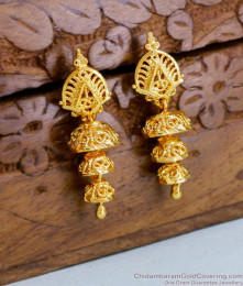 Premium 3 Layer Gold Imitation Adukku Jhumki Bridal Wear ER4480 Premium 3 Layer Gold Imitation Adukku Jhumki Bridal Wear ER4480