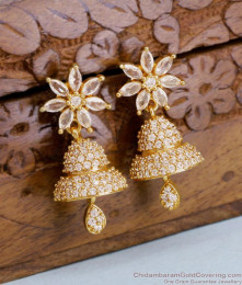 Glittering Diamond Earring Zirconia Gold Jhumka Online ER4486 Glittering Diamond Earring Zirconia Gold Jhumka Online ER4486