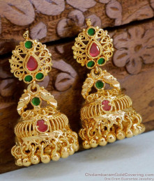 Traditional Heavy Gold Plated Jhumki Stone Earring ER4491 Traditional Heavy Gold Plated Jhumki Stone Earring ER4491