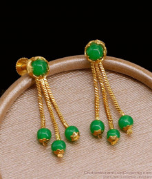 Traditional Hanging Green Stone Gold Earring Design ER4536 Traditional Hanging Green Stone Gold Earring Design ER4536