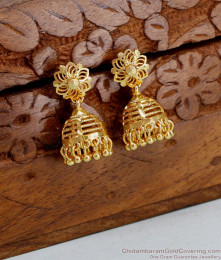 Small Size Gold Jhumkas Plain Earring Design ER4547 Small Size Gold Jhumkas Plain Earring Design ER4547