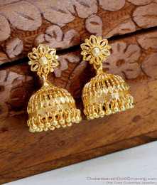 Plain Micro Gold Plated Jhumkas Bridal Jewelry ER4549