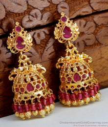 High Quality Full Ruby Stone Gold Jhumki For Wedding ER4557 High Quality Full Ruby Stone Gold Jhumki For Wedding ER4557