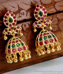 Kemp Stone Mango Design Gold Jhumki Earrings ER4558 Kemp Stone Mango Design Gold Jhumki Earrings ER4558