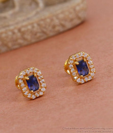Glittering Amethyst Stone Gold Stud Earrings Online ER4561 Glittering Amethyst Stone Gold Stud Earrings Online ER4561