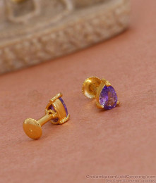 Buy Daily Wear Amethyst Stone Droplet Gold Earring ER4564 Buy Daily Wear Amethyst Stone Droplet Gold Earring ER4564