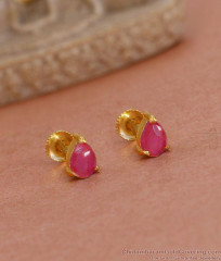Ruby Stone Gold Imitation Stud Earrings For Women ER4565