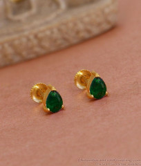 Buy Small Emerald Stone Studs Gold Plated Earring Online ER4566