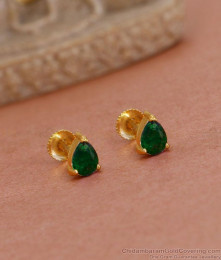 Buy Small Emerald Stone Studs Gold Plated Earring Online ER4566