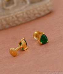 Buy Small Emerald Stone Studs Gold Plated Earring Online ER4566