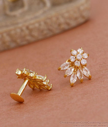 Gold Plated 1gm Gold Studs Stylish Gram Gold Stud Earring For