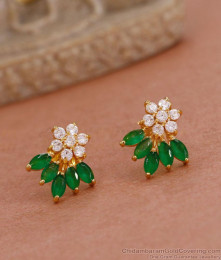Attractive White Green Stone Floral Gold Studs Earring ER4570 Attractive White Green Stone Floral Gold Studs Earring ER4570
