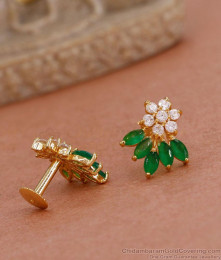 Attractive White Green Stone Floral Gold Studs Earring ER4570 Attractive White Green Stone Floral Gold Studs Earring ER4570