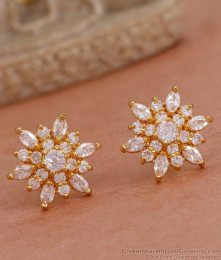 Trendy Full White Stone Big Stud Earring Flower Design ER4571 Trendy Full White Stone Big Stud Earring Flower Design ER4571