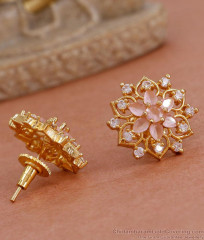 Party Wear Big Size Stud Earring Pink Diamonds ER4576 Party Wear Big Size Stud Earring Pink Diamonds ER4576