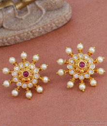 Traditional Pearl Earring Kerala Gold Jewellery ER4586 Traditional Pearl Earring Kerala Gold Jewellery ER4586
