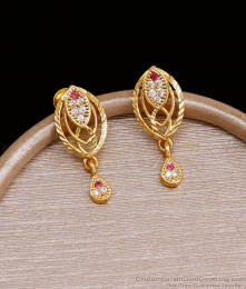 Simple Gold Plated Ad Stone Earrings Stud Design ER4589 Simple Gold Plated Ad Stone Earrings Stud Design ER4589