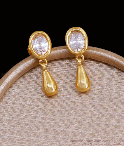 Gram Gold White Stone Hanging Earrings Gold 916 Gold With Kanche