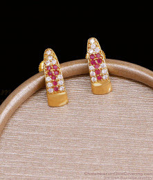 Traditional Ruby White Stone Gold Studs Screw Back Earring ER4594 Traditional Ruby White Stone Gold Studs Screw Back Earring ER4594