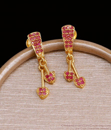 Beautiful Hanging Ruby Hearts Gold Earrings For Occasions ER4602 Beautiful Hanging Ruby Hearts Gold Earrings For Occasions ER4602