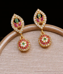 Ad Stone Hanging Ball Gold Earring Design For Girls ER4609 Ad Stone Hanging Ball Gold Earring Design For Girls ER4609