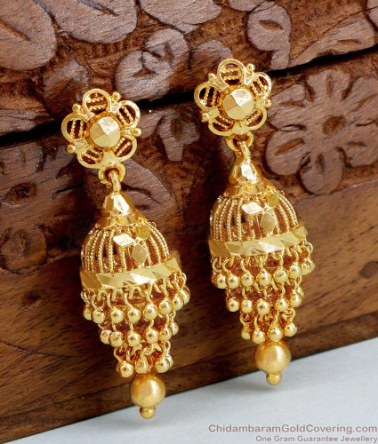 Traditional Gram Gold Layer Jhumkas For Marriage ER4614