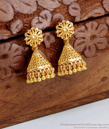 Plain One Gram Gold Jhumki Earring Cone Design Shop Online ER4622 Plain One Gram Gold Jhumki Earring Cone Design Shop Online ER4622