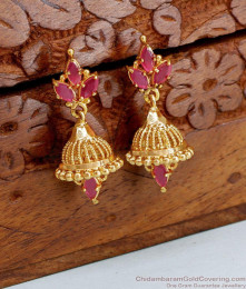 Simple Ruby Stone Gold Imitation Earring Designs Online ER4628 Simple Ruby Stone Gold Imitation Earring Designs Online ER4628