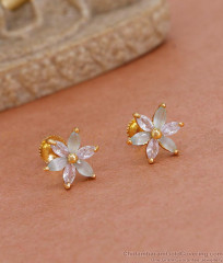 Aqua Stone Daily Wear Gold Plated Studs Floral Earring ER4632 Aqua Stone Daily Wear Gold Plated Studs Floral Earring ER4632