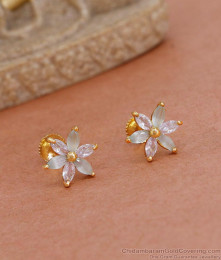 Aqua Stone Daily Wear Gold Plated Studs Floral Earring ER4632
