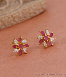 Simple Gold Design Cz Stone Stud Earring For Girls ER4636