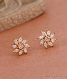 New White Stone Gold Plated Stud Earring With Price ER4637