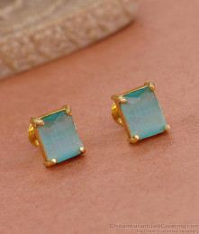 Single Aqua Blue Stone Gold Imitation Stud Earring ER4651
