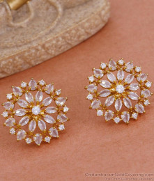 Glittering American Diamond Stone Big Stud Earring For Brides ER4656