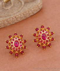 Stunning Red Crystal Stone Studs Gold Plated Earring ER4666