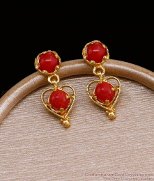 Latest Red Coral Stone Gold Imitation Stud Earring Online ER4673 Latest Red Coral Stone Gold Imitation Stud Earring Online ER4673