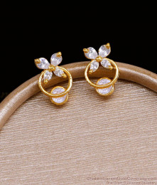 Trendy Butterfly Design White Stone Gold Ear Studs Online ER4678 Trendy Butterfly Design White Stone Gold Ear Studs Online ER4678