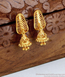 Plain Light Weight Gold Plated Jhumkas Shop Online ER4684 Plain Light Weight Gold Plated Jhumkas Shop Online ER4684