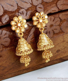 Traditional Gold Model Cone Jhumki Layered Design ER4686 Traditional Gold Model Cone Jhumki Layered Design ER4686
