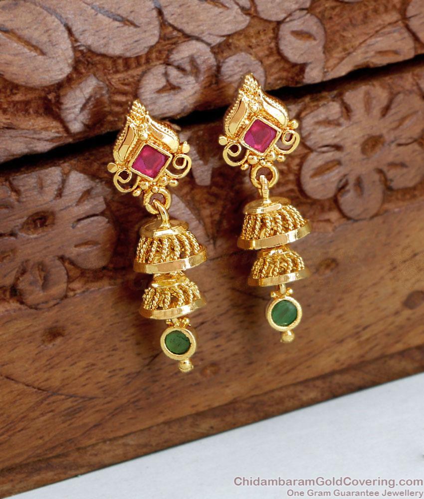 Kerala Gold Imitation Adukku Jhumki Stone Earring ER4690 Kerala Gold Imitation Adukku Jhumki Stone Earring ER4690